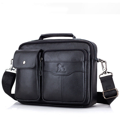 100% Genuine Leather Men's Handbag 11" Crossbody Shoulder Bag Business Messenger