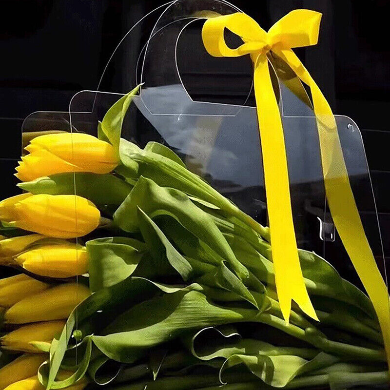 1Pc Transparent PET Fresh Flower Bouquet Handbag Flowers Wrapping Handbag