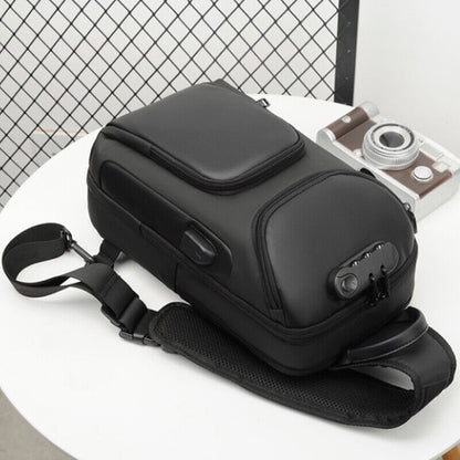 Men's Sling Backpack Oxford Waterproof&Anti-theft Crossbody Bag USB Sport Bgas