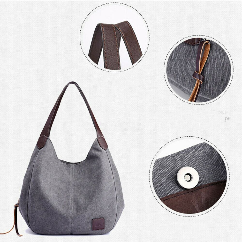 Womens Ladies Vintage Large Canvas Handbag Travel Shoulder Bag Casual Tote Purse