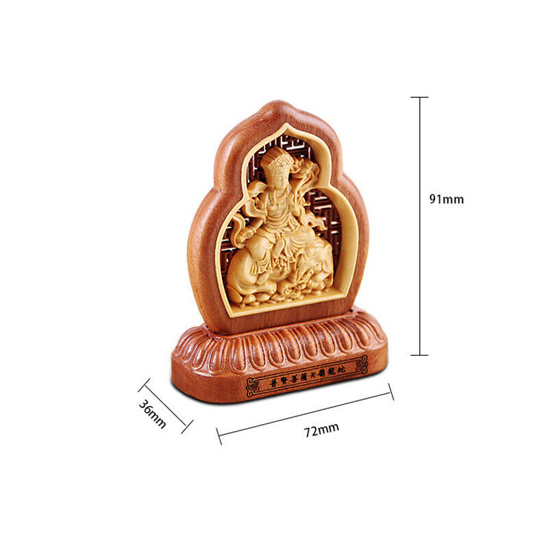 Wooden Carving Zodiac Buddha Car Safety Charm Ornaments Guanyin Statue Car Home