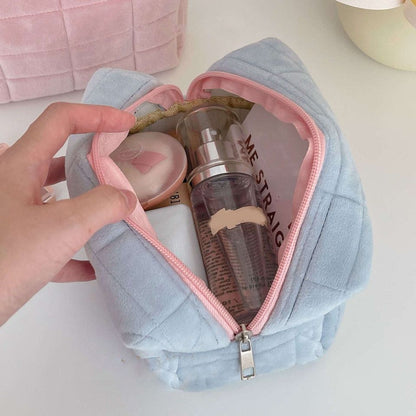 Large Pink White Blue Plush Makeup Purse Pencil Case Storage Soft Bags Organizer