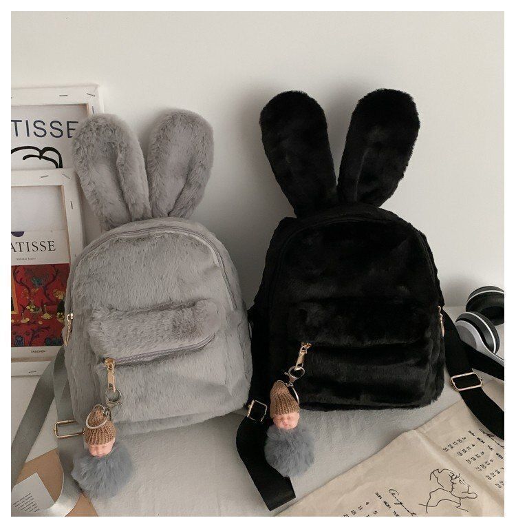 Embroidery Plush Bunny Backpack Rabbit Traveling Shoulder Bags Plush 20*25*10 CM