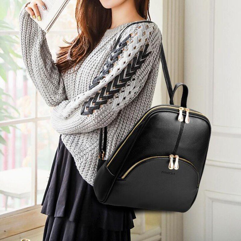 Large Backpack School Bags Travel Red White High Quality Leather Bags Gray Pink