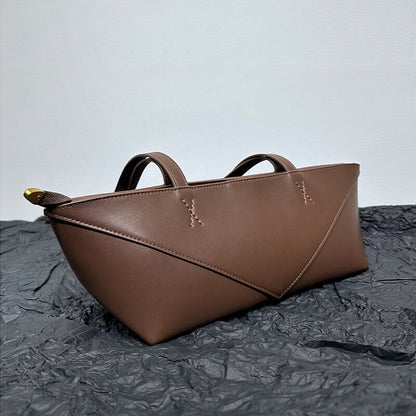 Small Real Leather Fold Shoulder bag Tote Handbag Fashion Purse Top Handles