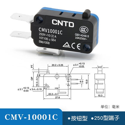 20pcs CNTD Limit Switch CMV10 Micro Button Long Handle Open Limit Sensor Roller