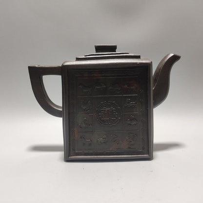 Vintage Chinese Yixing Purple Clay Teapot Zisha Ceremony Carving Collectible Art