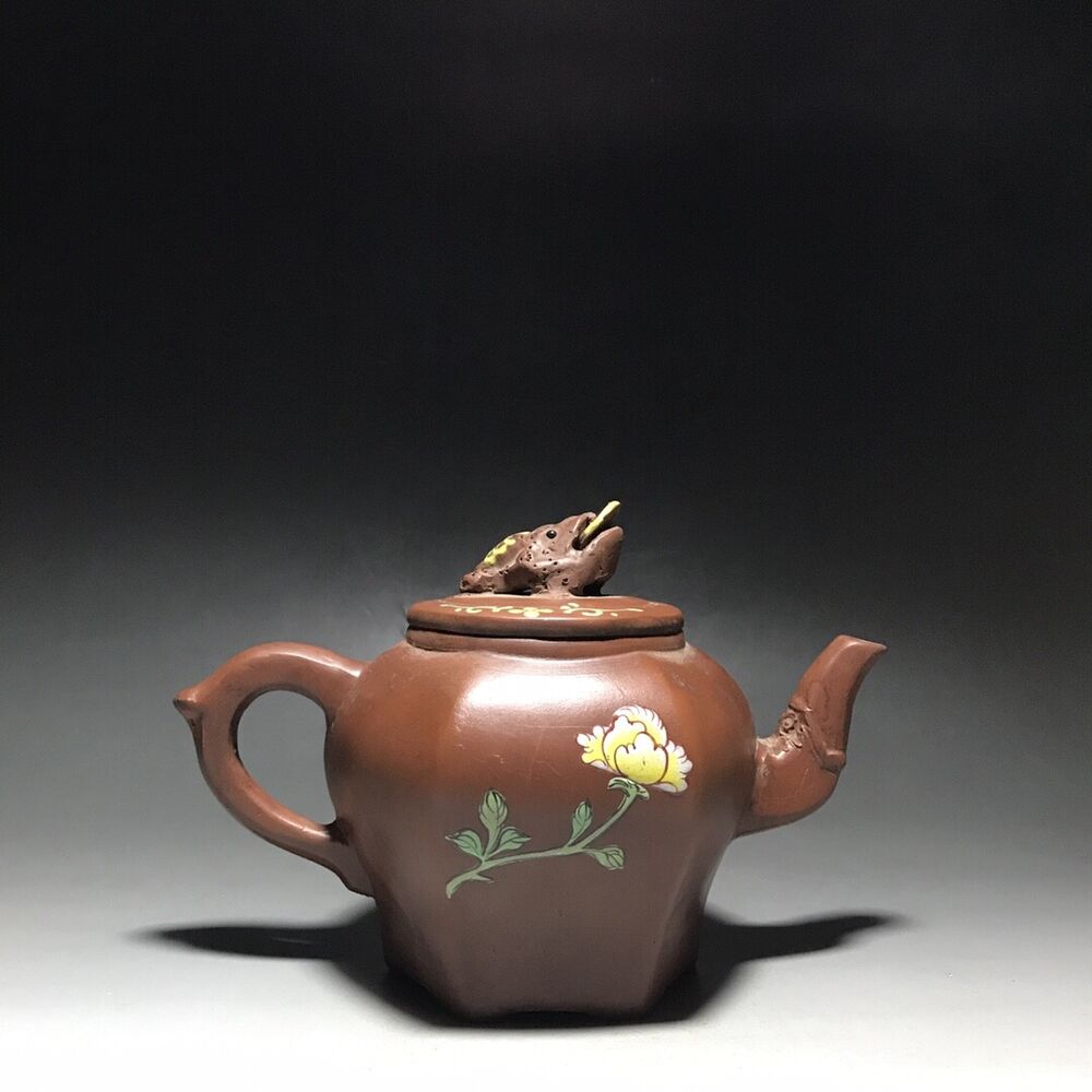 vintage chinese yixing purple clay teapot zisha ceremony carving Collectible art