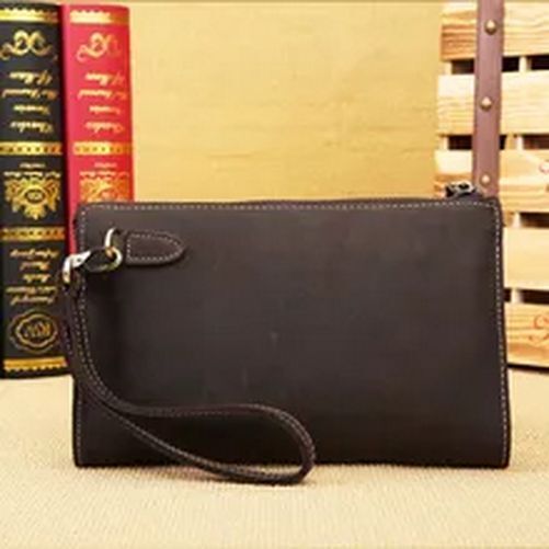 Male Business Bag Crazy Horse Leather Retro Clutch Bag Genuine Leather Clutch