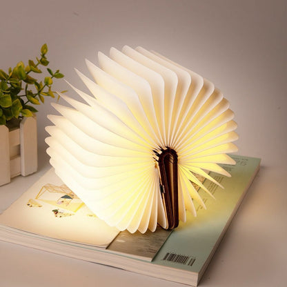 Lamp Book LED USB Wooden Leather Foldable Rechargeable Shape Desk Light Reading