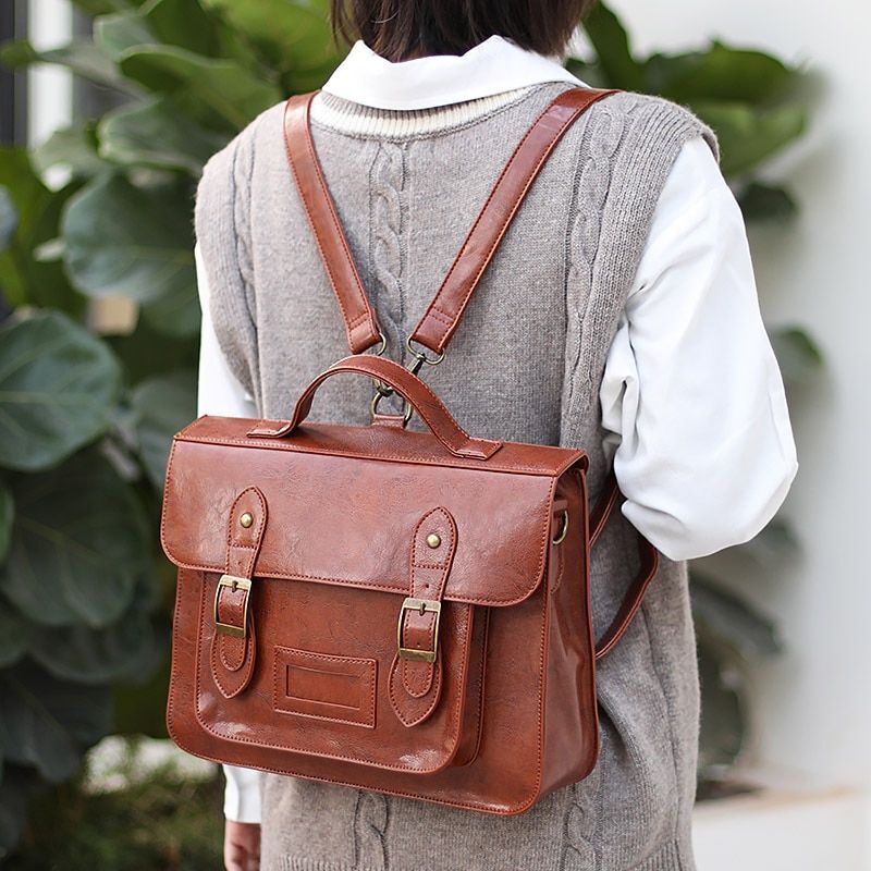 Backpack Multifunction Big Tote Synthetic Leather College Shoulder Bag Schoolbag