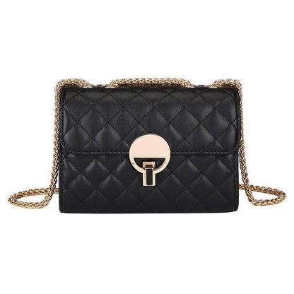 Lady Bags Fashion Women Shoulder Bag Pu Material Chains Crossbody Bag Black