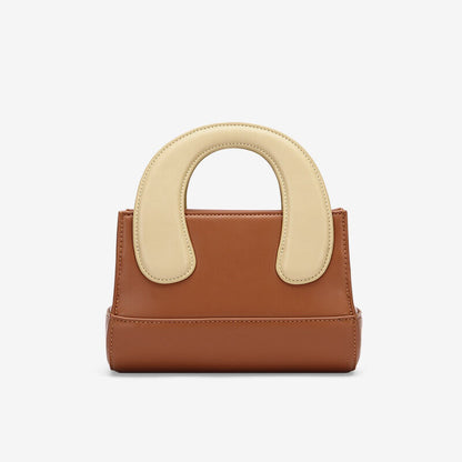 Small Mini Oversized Handles Leather Tote Clutch Box Handbag Purse Shoulder Bag