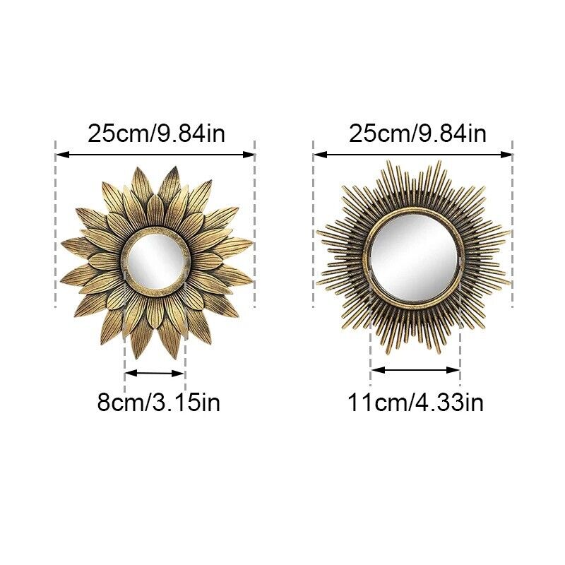 Hanging Ornaments 3Pcs INS Nordic Sunflower Mirrors Bathroom Home Art Craft 25cm