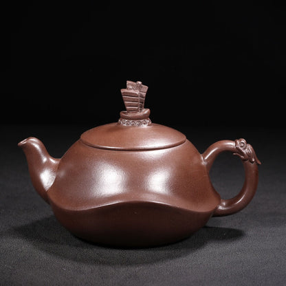 Chinese Yixing Zisha Clay Handmade Exquisite Teapot （一帆风顺 底款：汪寅仙）