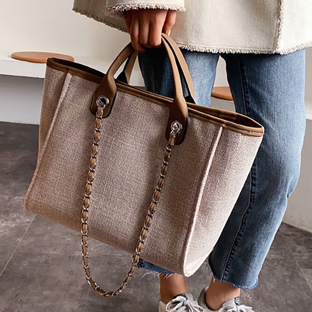 Shoulder Bag Casual Chain Messenger Bags Canvas Leisure Handbags 42*27*16 CM 1PC