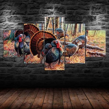 Turkey Wildlife Turkeys Animals Canvas Prints Painting Wall Art Home Decor 5PCS