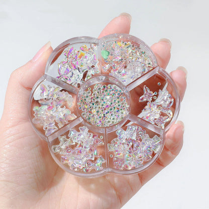 Nail Art Decor 7Grid Mixed-Styles Butterfly Bear Rhinestones 3D Glitter Crystals