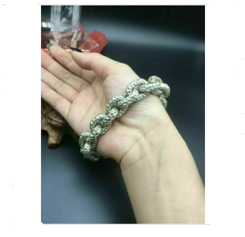 Asian old miao silver hand cast cool statue bracelet jewel gift