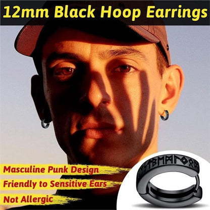 Earrings Men Women Stainless Steel Hoop Round Sterling Stud Norse Viking 1 Pair
