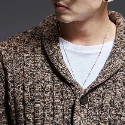 Men Knit Cardigan Sweater Coat Knitwear Thick Tops Streetwear