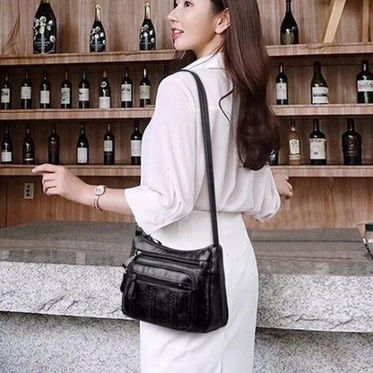 Soft Pu Leather Shoulder Bag Messenger Bag Small Size Purse Handbags Black Flap