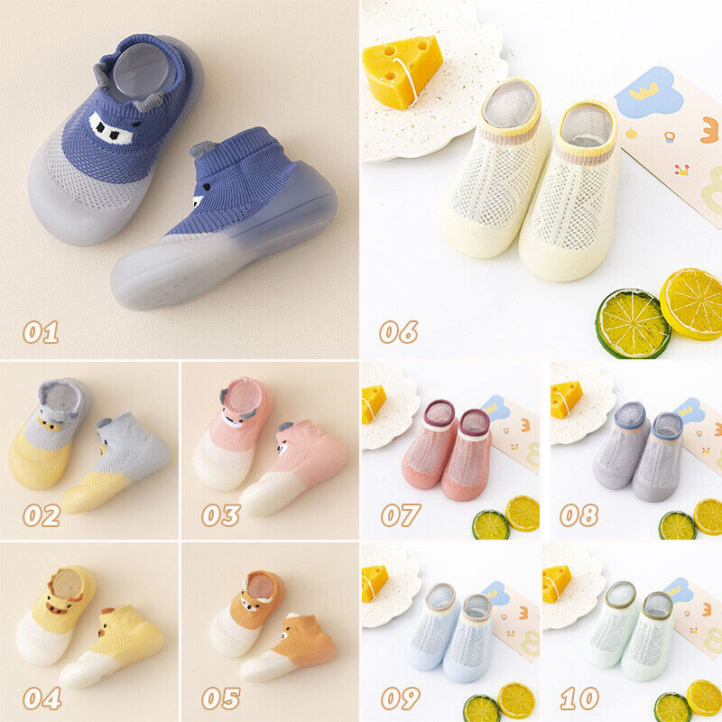 Baby Infant Mesh Toddler Breathable Knit Socks Slipper Rubber Sole Floor Shoes