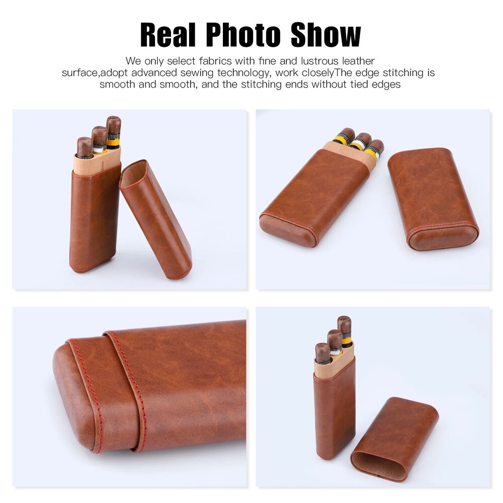 Cigar Cases PU Leather 3 Sticks Portable Storage Humidor Box Accessories 85x35mm