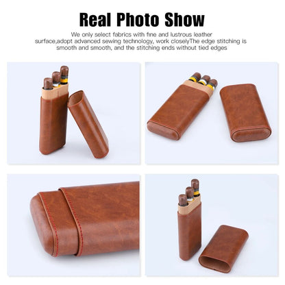 Cigar Cases PU Leather 3 Sticks Portable Storage Humidor Box Accessories 85x35mm