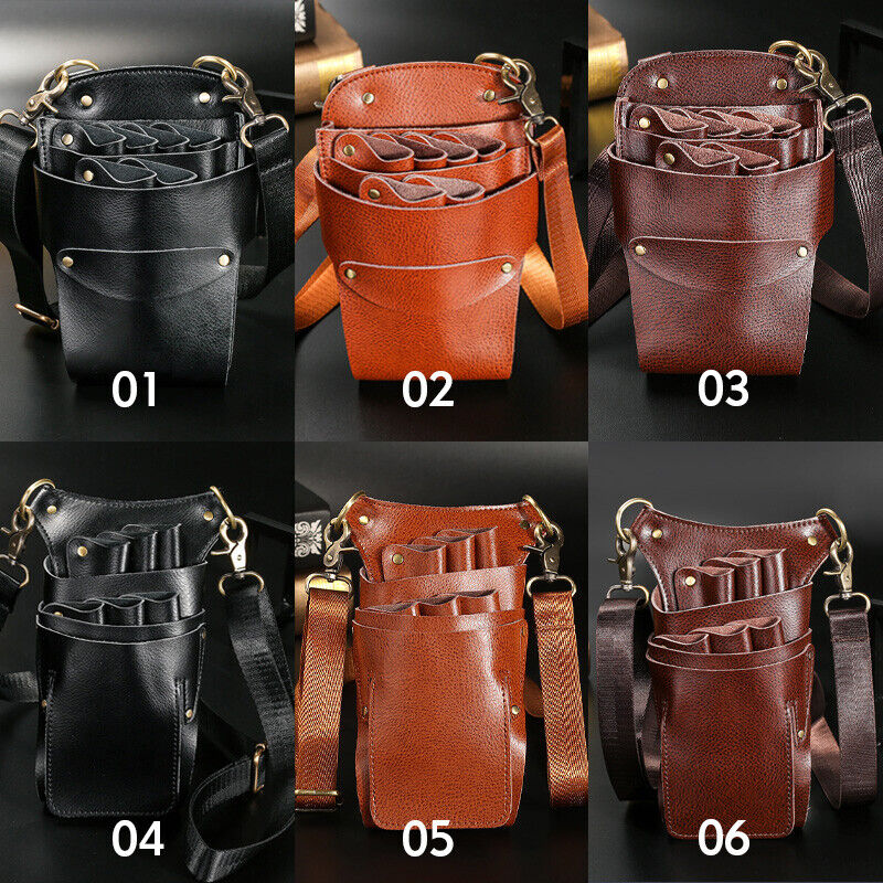 Genuine Leather Hairdressing Scissors Storage Bag Crossbody Shears Holder
