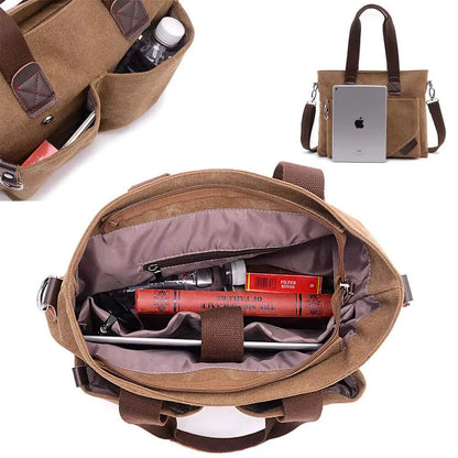 Canvas Men Handbag 14 inch Laptop Shoulder Bag Business Retro Messenger Bags