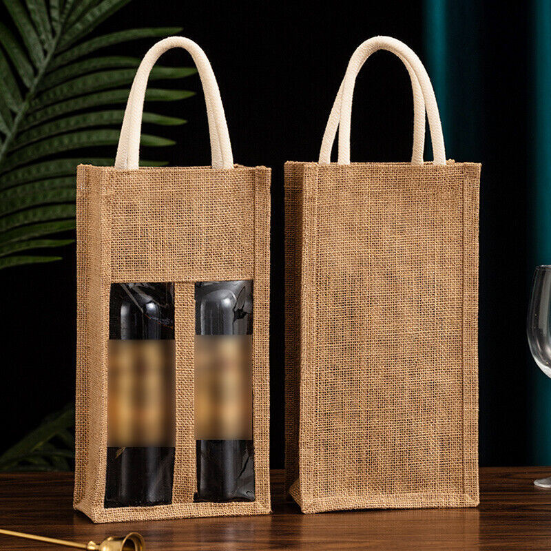 Burlap Wine Bag Packing Case Flax Clear Storage Handle Bag Red Wine Gift Bag