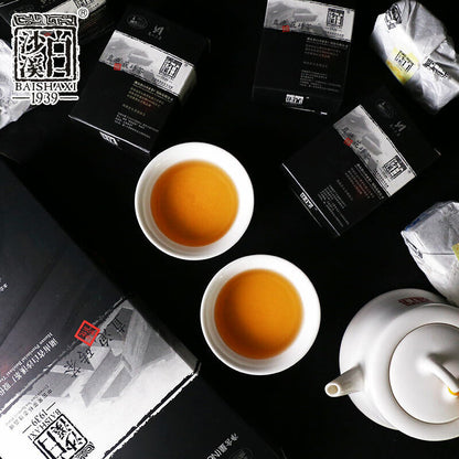 BAISHAXI Straight Foam Brick Anhua Golden Flowers Fucha Dark Tea 240g Brick