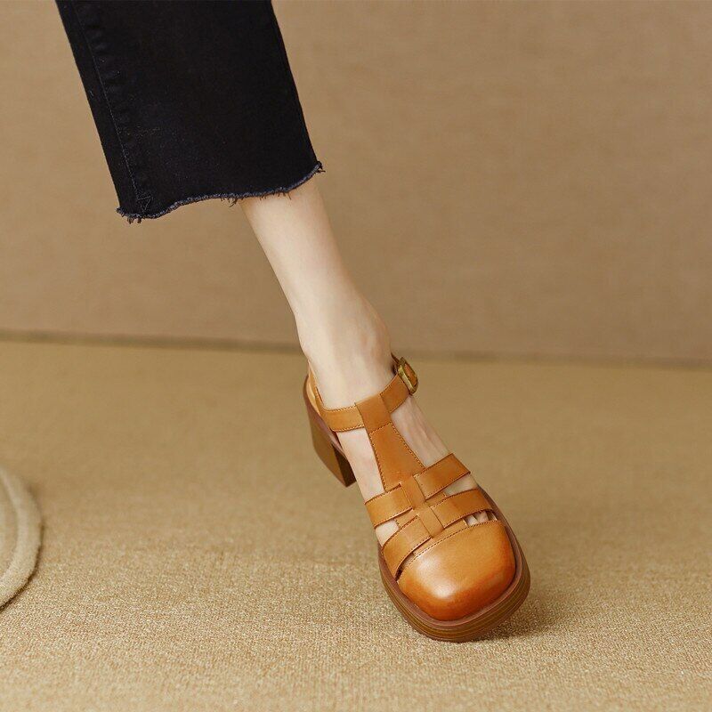 Party Sandals Thick-soled Toe Sandals High-heeled Woven Roman Shoes Women