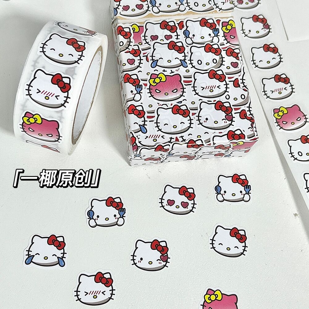 Hellokitty Roll Sticker Cartoon Decoration Handbook Sticker Sealing Sticker