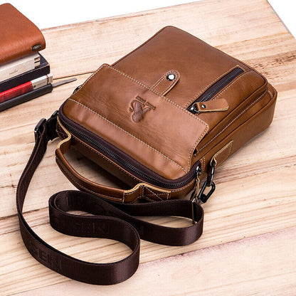 100% Genuine Leather Men's Shoulder Bag 8" Leather Handbags Crossbody Bag Bag
