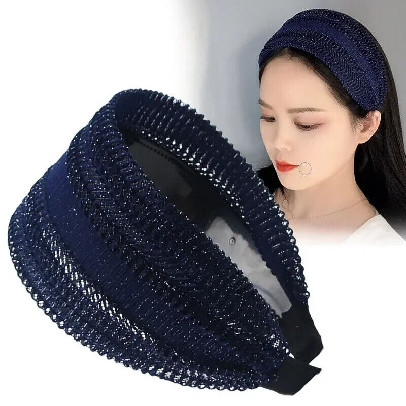 Women Headband Cloth 3 Inch Wide W/ Teeth Non-Slip Hairpin All-Matching Headwear