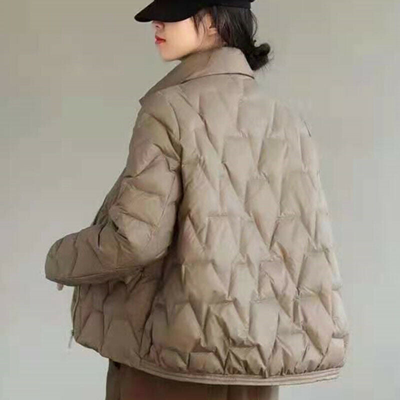 Womens Korean Fashion Duck Down Puffer Jacket Stand Collar Parka Winter Outwear