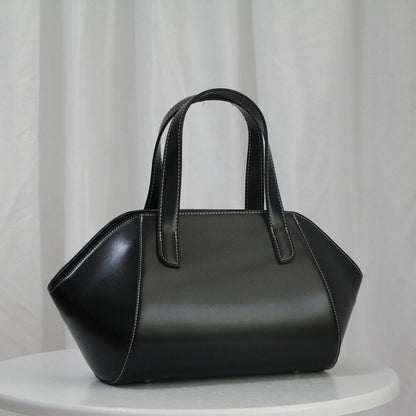 Black Fashion Real Leather Bag Handbags Lady Tote Shell Shoulder Crossbody Purse