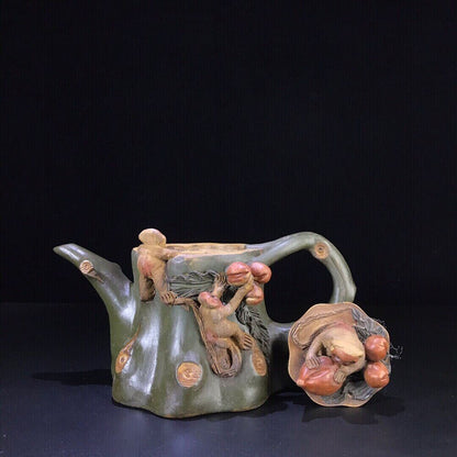 vintage chinese yixing purple clay teapot zisha ceremony carving Collectible art