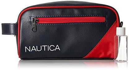 Nautica Men's Top Zip Travel Kit Toiletry Bag Organizer, red, One Size, Red