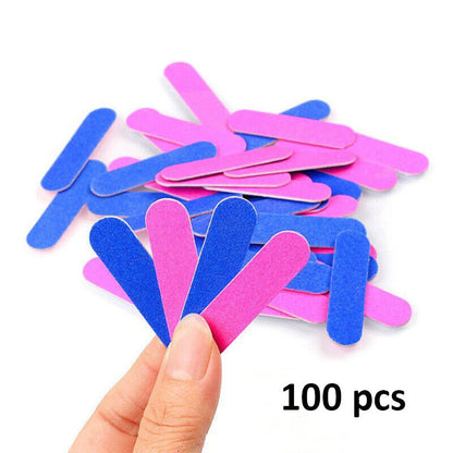 Nail Files 100Pcs Wood Double-Sided Professional Strong Sandpaper Polishing Tool