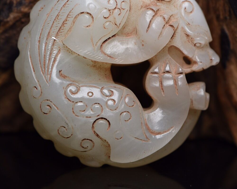 Chinese Hetian Jade Carving Sculpture Exquisite Beast Statue Antique Collections