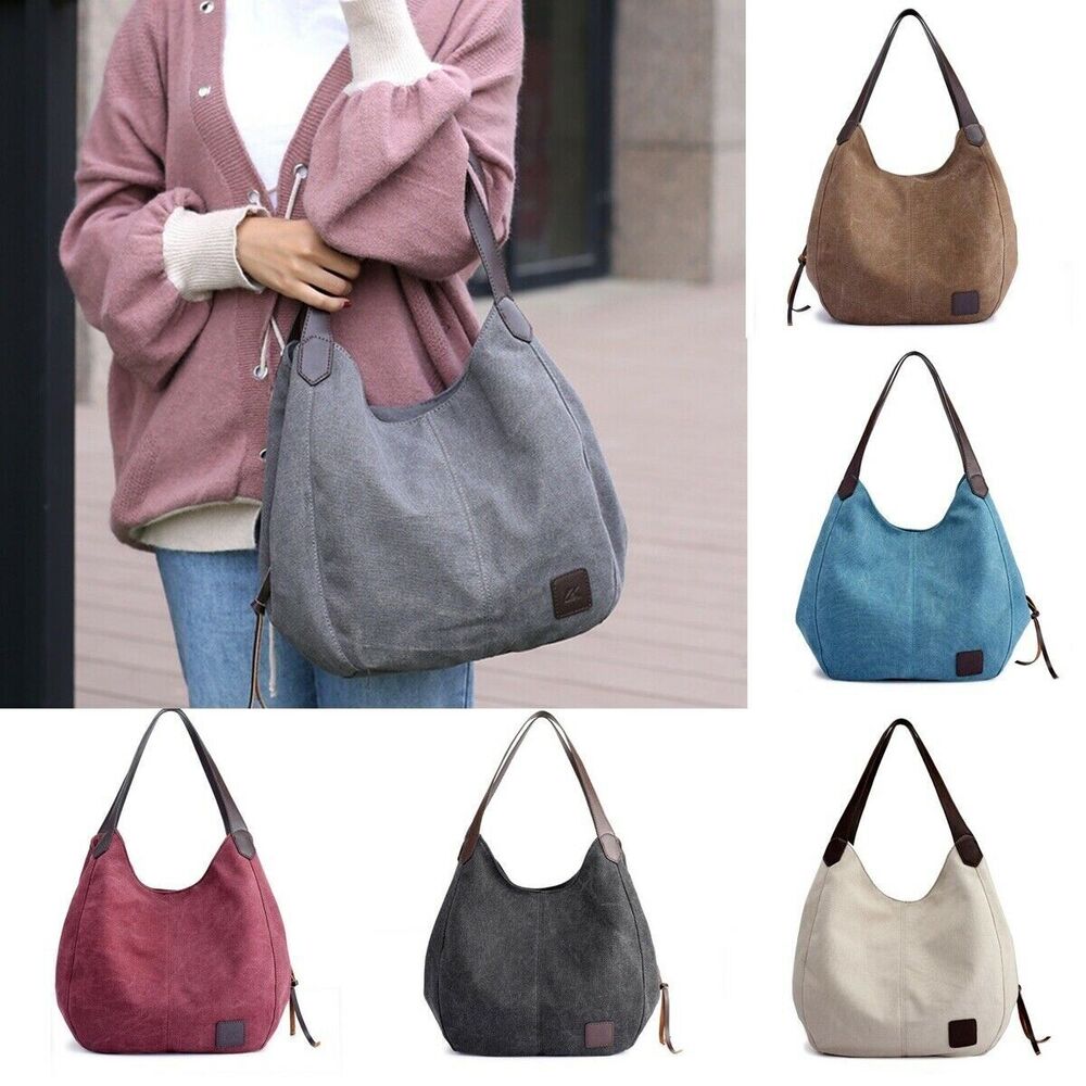 Womens Ladies Vintage Large Canvas Handbag Travel Shoulder Bag Casual Tote Purse