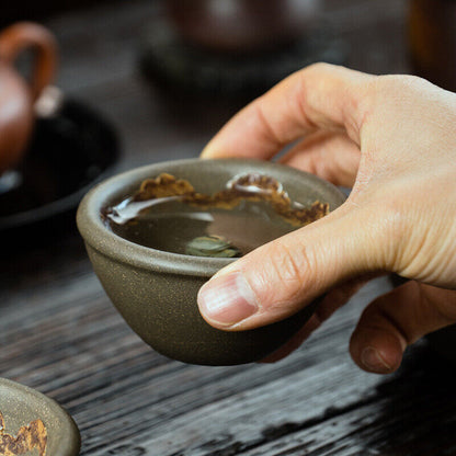full handmade tea cup real yixing zisha qing duan clay master cup frog statue