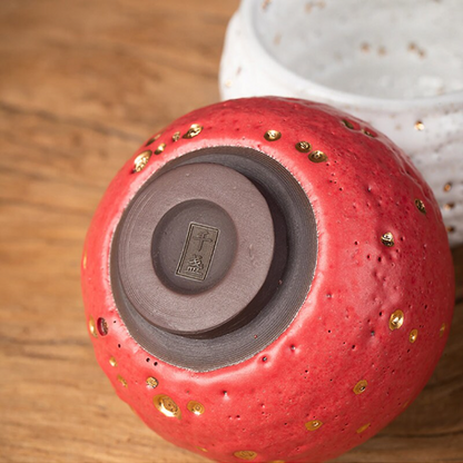 Red Ceramic Teacup Unique Shinoyaki Tea Cups 130 ml