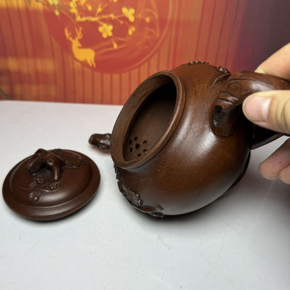 Vintage Chinese Yixing Purple Clay Teapot Zisha Ceramic Plum Blossom Teaware Art