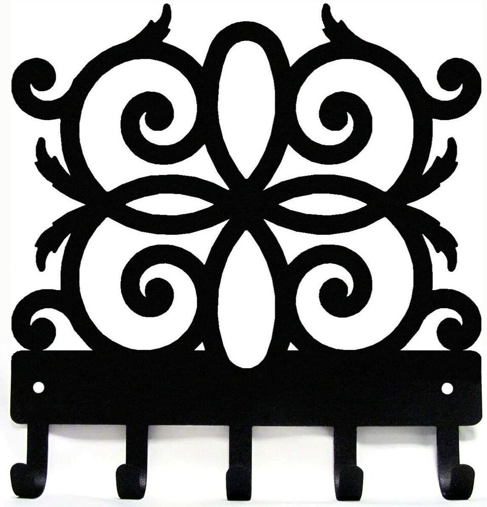 Decorative Scroll KO4 Metal Key Rack Hanger - 6 inch Wide Metal Wall Art