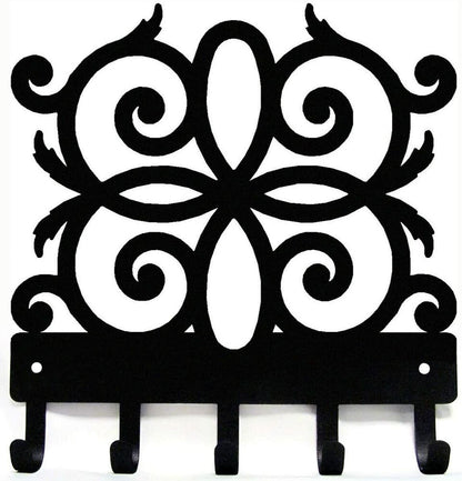 Decorative Scroll KO4 Metal Key Rack Hanger - 6 inch Wide Metal Wall Art