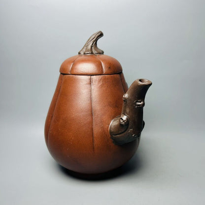 Vintage Chinese Yixing Purple Clay Teapot Zisha Ceremony Ceramic Pumpkin Teaware
